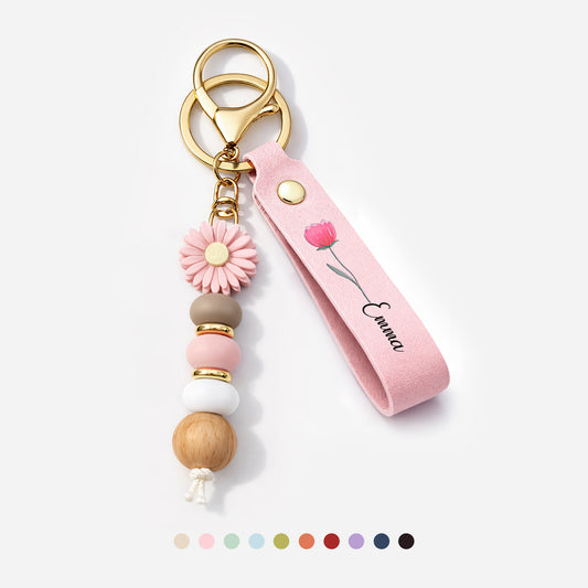 0065MGE1 name _ blume personalisiertes geschenk garten uv druck daisy schlusselanhanger perlen oma 0065mjsp5a