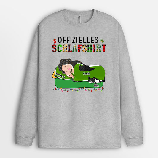 0099NGE1 personalisierte Langarmshirt geschenke katzen katzenliebhaber offizielles schlafshirt
