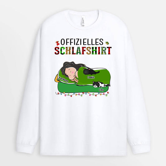 0099NGE2 personalisierte Langarmshirt geschenke katzen katzenliebhaber offizielles schlafshirt