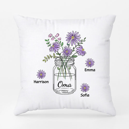 0863PGE1 Personalisierte Geschenke Kissen Blumen Kinder Enkelkinder Mama Oma