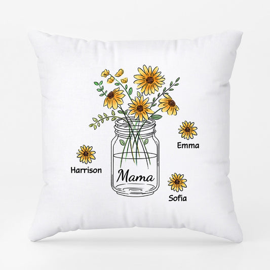 0863PGE2 Personalisierte Geschenke Kissen Blumen Kinder Enkelkinder Mama Oma
