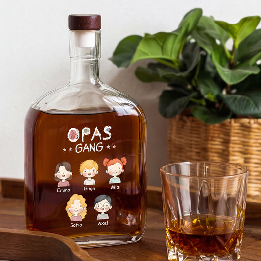 1017AGE2 papas gang personalisierte whiskyflasche papa opa buntstifte 1017aicp0b
