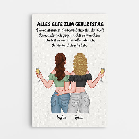 1056CGE1 Personalisierte Geschenke Leinwand Geburtstag Schwester