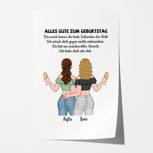 1056SGE1 Personalisierte Geschenke Kissen Geburtstag Schwester