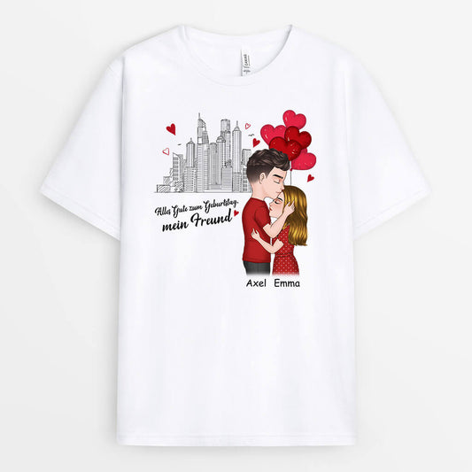 1075AGE1 Personalisierte Geschenke T Shirts Mann Paare Freund Paare Geburtstag Herz Liebe