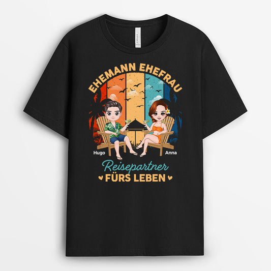 1092AGE1 Personalisierte Geschenke T Shirts Paare Ehemann Ehefrau Reise