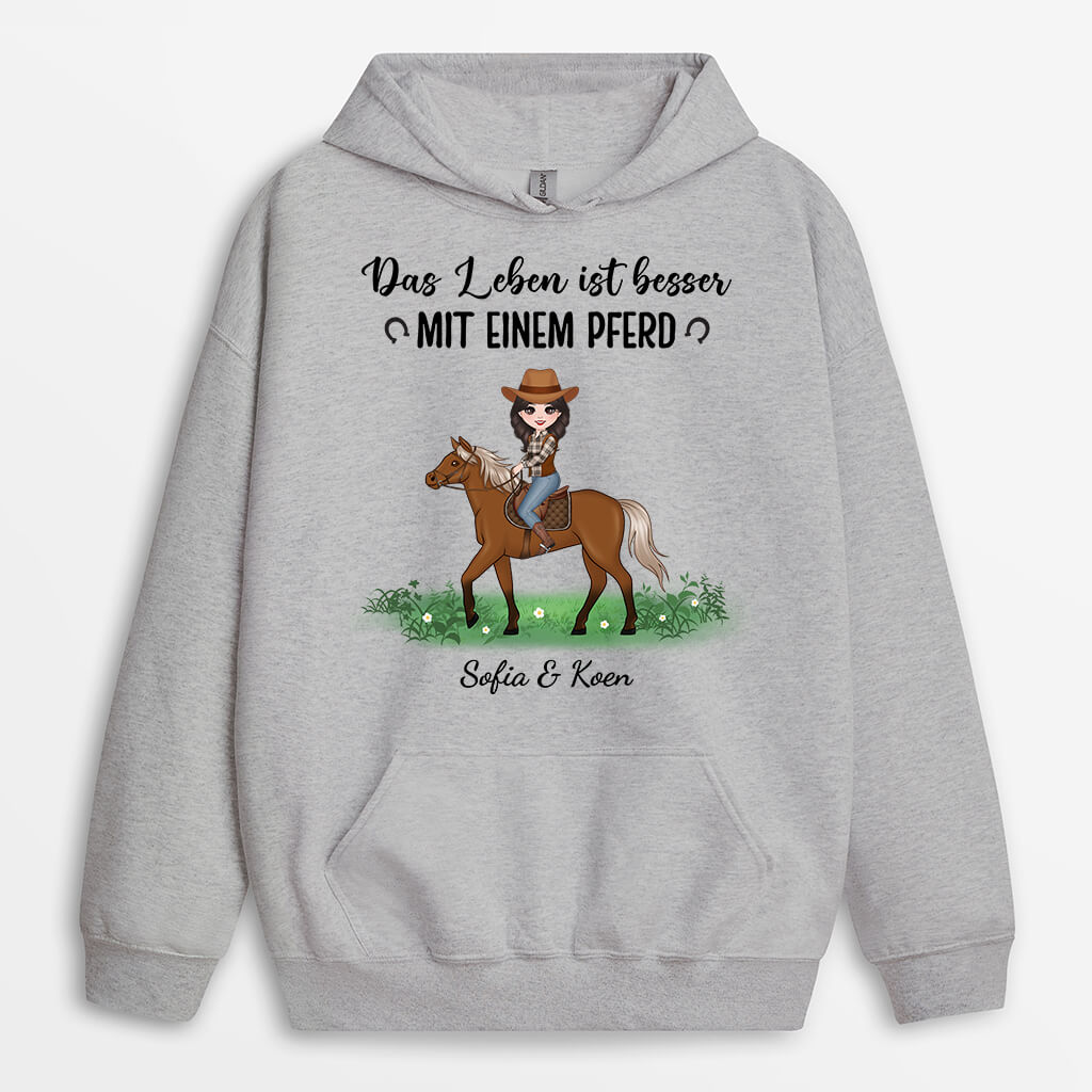 1184HGE1 Personalisierte Geschenke Hoodie Pferd Madchen