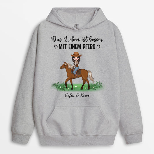 1184HGE1 Personalisierte Geschenke Hoodie Pferd Madchen