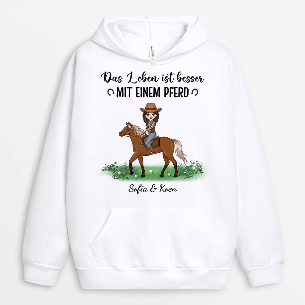 1184HGE2 Personalisierte Geschenke Hoodie Pferd Madchen