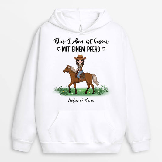 1184HGE2 Personalisierte Geschenke Hoodie Pferd Madchen
