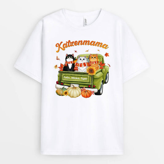 1207AGE1 Personalisierte Geschenke T shirt Herbst Katze Katzenliebhaber