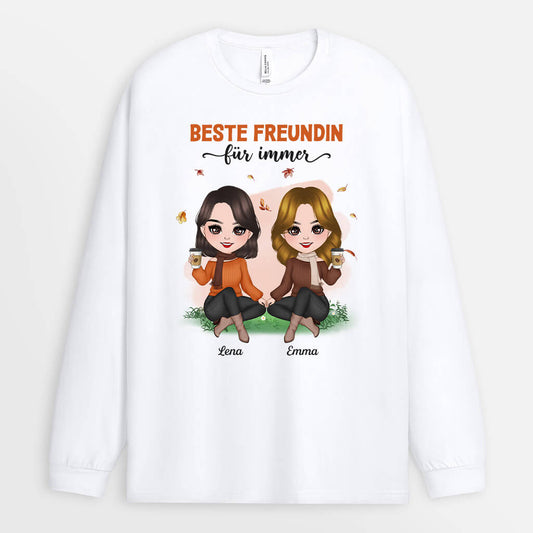 1214NGE1 Personalisierte Geschenke Langarmshirt Beste Freundin Herbst