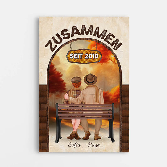 1221CGE1 Personalisierte Geschenke Leinwand Zusammen Paar Herbst
