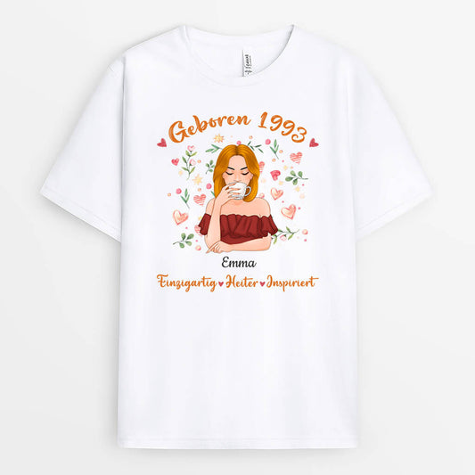 1232AGE3 personalisiertes geboren in 1993 blatter t shirt