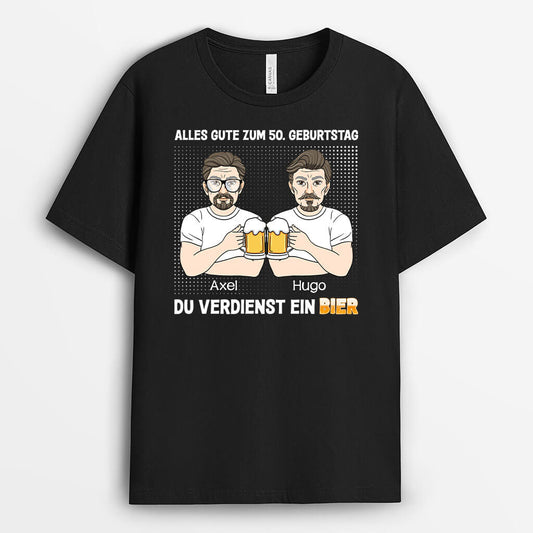 1247AGE3 personalisiertes du verdienst ein bier 50 geburtstag t shirt