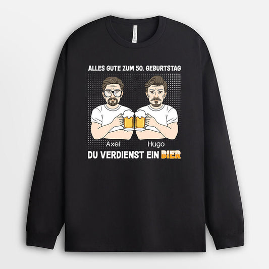 1247NGE3 personalisiertes du verdienst ein bier 50 geburtstag langarmshirt