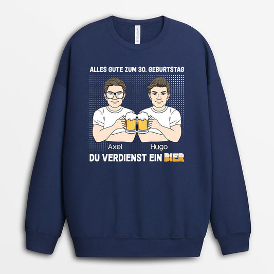 1247WGE1 personalisierter du verdienst ein bier kuhles 30 geburtstag pullover