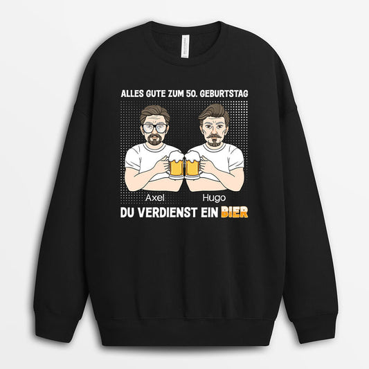 1247WGE3 personalisierter du verdienst ein bier kuhles 50 geburtstag pullover