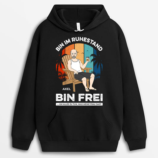 1272HGE1 personalisierter bin jetzt im ruhestand bin frei hoodie