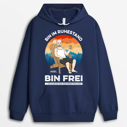 1272HGE2 personalisierter bin jetzt im ruhestand bin frei hoodie