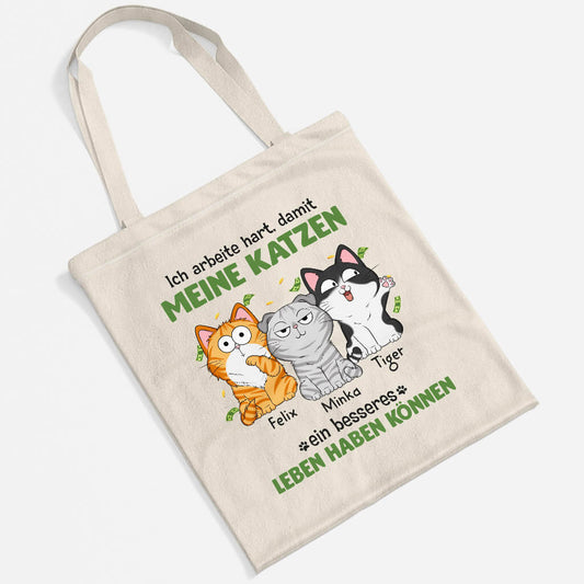 1292BGE2 personalisierte ich arbeite hart katze tragetasche