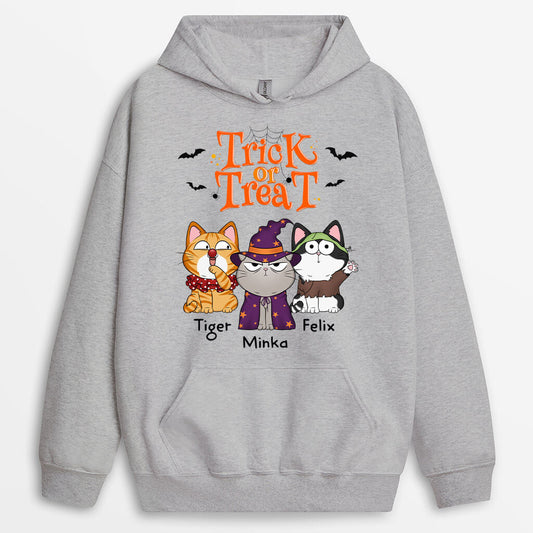 1294HGE2 personalisierter susses oder saures halloween katzen hoodie