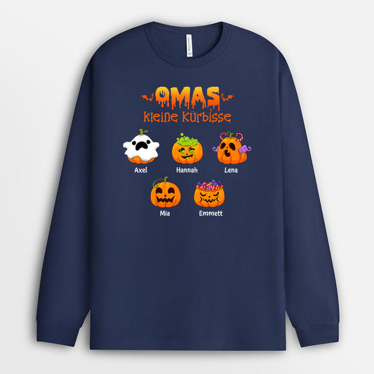 1318NGE2 personalisiertes omas kleine susse kurbisse halloween langarmshirt