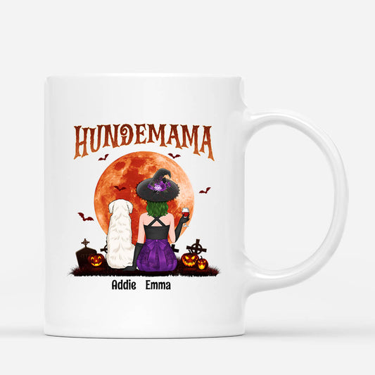 1322MGE1 personalisierte hundemama roter mond halloween tasse