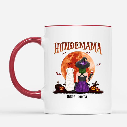 1322MGE2 personalisierte hundemama roter mond halloween tasse