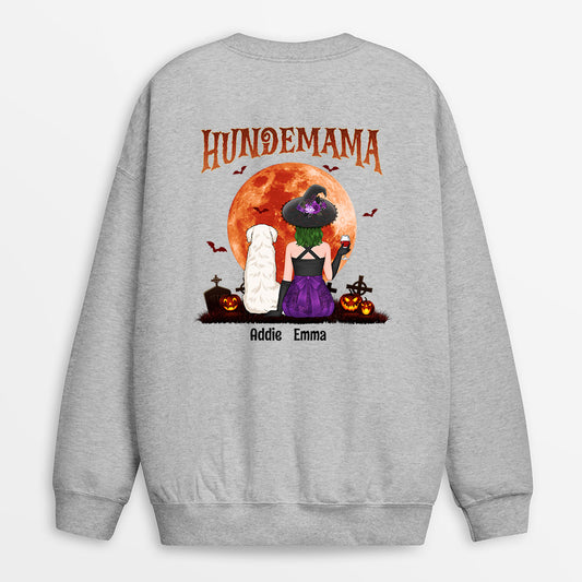 1322WGE1 personalisierter hundemama roter mond halloween pullover