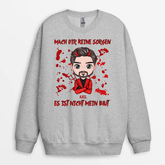 1354WGE1 personalisierter mach dir keine sorgen es ist nicht mein blut halloween pullover