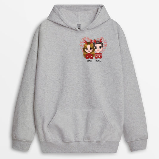 1378HGE2 personalisierter paar mit herz weihnachten hoodie