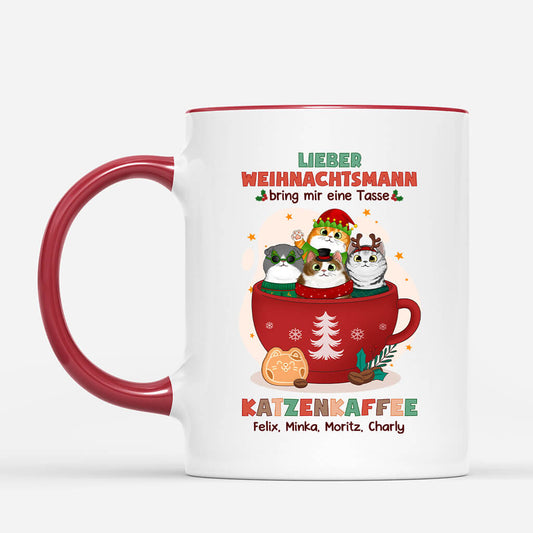 1424MGE2 personalisierte bring mir katzenkaffee weihnachten tasse