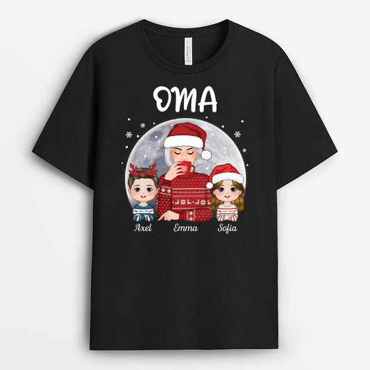 1458AGE1 personalisiertes unsere oma zu weihnachten t shirt