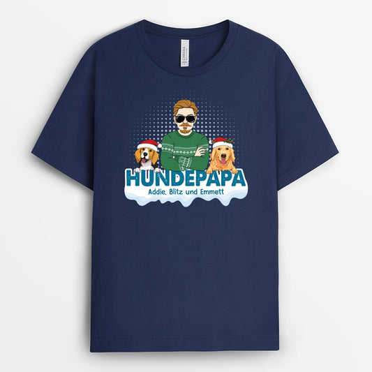 1638AGE2 personalisiertes hundemama hundepapa mit schneeflocken t shirt