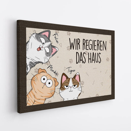 1662CGE2 wir regieren das haus personalisierte leinwand fur tierliebhaber