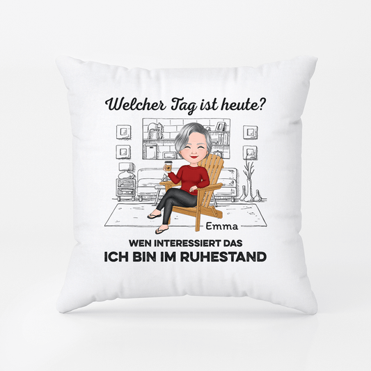 1665PGE1 personalisiertes welcher tag ist heute wen kummerts ich bin im ruhestand kissen