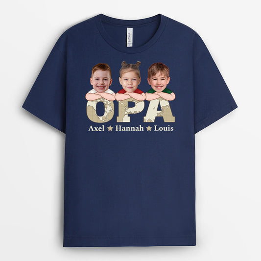 1717AGE2 personalisiertes papa mit weltkarte t shirt