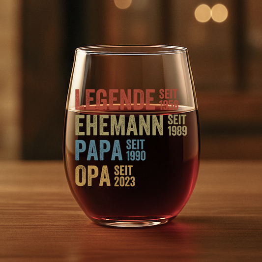 1732IGE1 die legende opa seit _personalisiertes weinglas ohne stiel opa 1732I