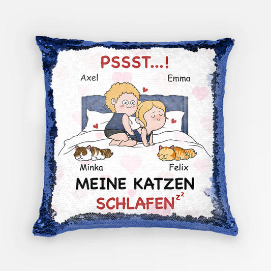 1771PGE1 personalisiertes shhh meine katzen schlafen pailletten kissen