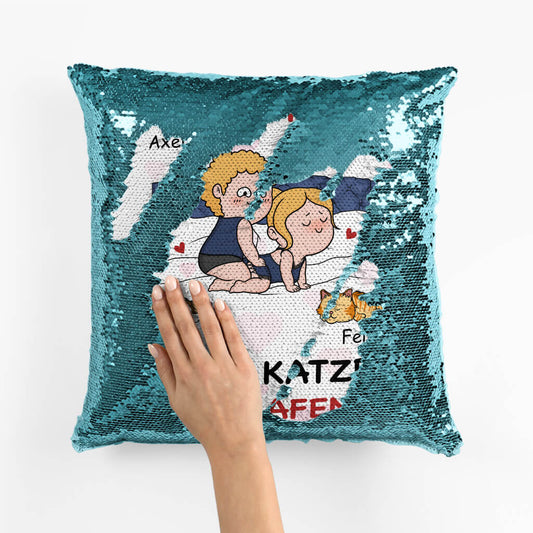 1771PGE2 personalisiertes shhh meine katzen schlafen pailletten kissen