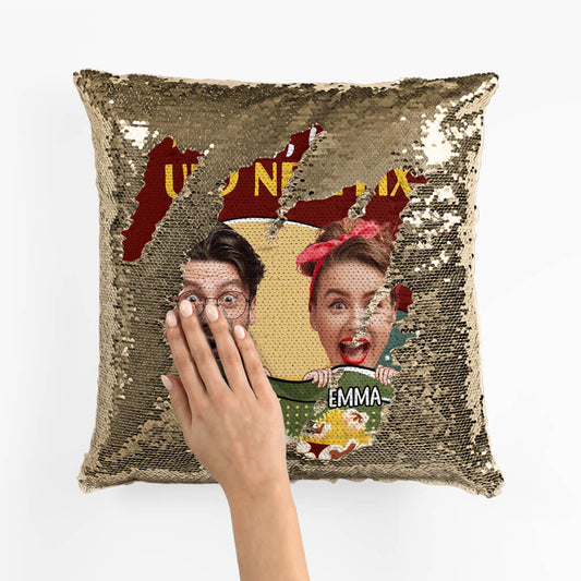 1800PGE2 personalisiertes du ich und netflix pailletten kissen