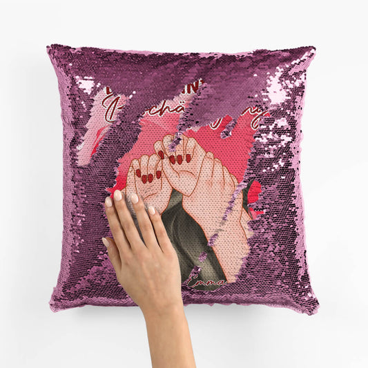 1833PGE2 personalisiertes du bist meine liebste beschaftigung pailletten kissen