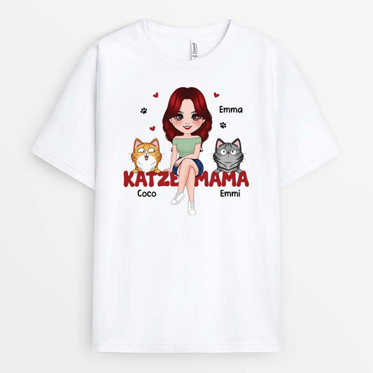 1914AGE1 personalisiertes katzenmama t shirt