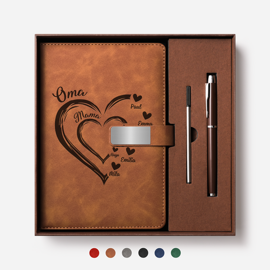 1969MGE1 oma mama kinder herzen personalisiertes geschenk notizbuch mit stift mit gravur 1969mo8t7a