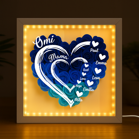 1969OGE2 omas mama kinder herzen blumen 3d bilderrahmen personalisiert oma 1969O