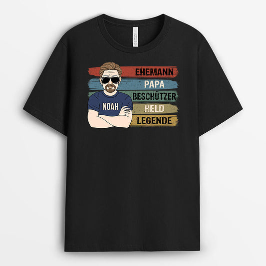 2175AGE1 personalisiertes ehemann papa beschutzer t shirt