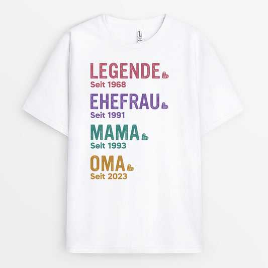 2250AGE1 personalisiertes legende ehefrau mama und oma seit t shirt 2250a3a5a_88375910 dc46 47c6 a008 eafec57b73df
