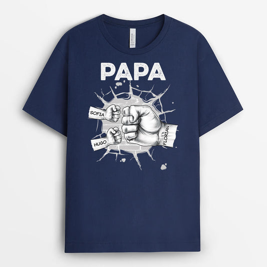 2358AGE2 personalisiertes papa kinder und faust t shirt