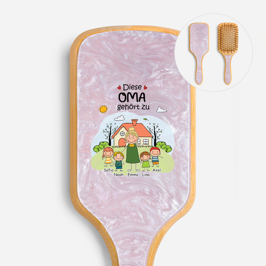 2361AGE1 diese oma gehort zu personalisiertes geschenk uv druck bambus haarburste mamaoma strichmannchen 2361aq